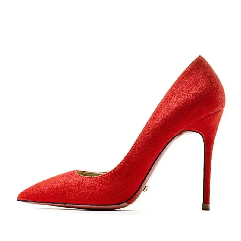 Plus Size 34-44 Sexy Red Shoes Dress Party Wedding High Heels Rubber Bottom Pointed Toe Spring Shallow Women Pumps