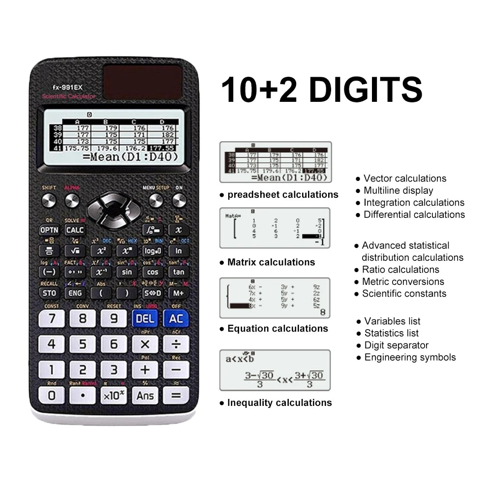 1-10 pcs scientific calculator battery power advanced calculator, with 552 functions, suitable for school students and teachers