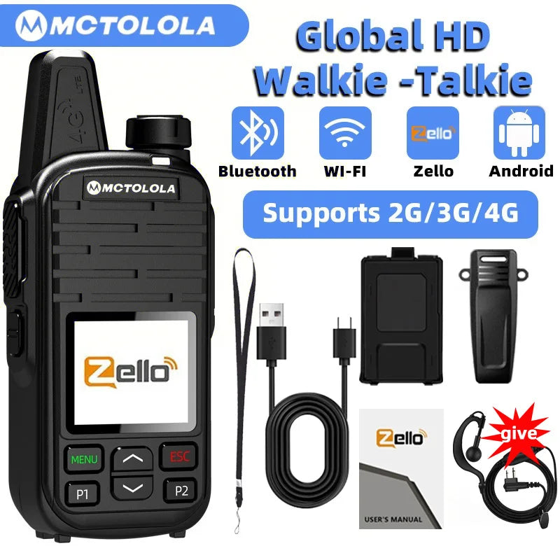 MOTOLOLA 4G zello walkie-talkie Android 8.1 Car Intercom Supports WIFI Bluetooth POC Two-way Radio 5000 Kilometers Suitable Flee
