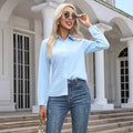 Women Elegant Solid Button Shirt Chiffon Blouse Spring Summer Casual Solid Long Sleeve Turn Down Collar Tunics OL Shirt Tops