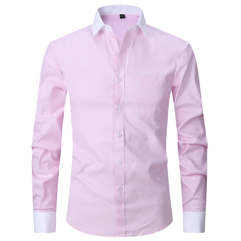 Men's French Cuff Dress Shirts Formal Business Luxury Long Sleeve Cotton for Wedding Office Executive  Sleeve Wedding Party Gift