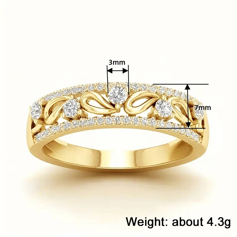 Huitan Exquisite Bridal Rings for Wedding Gold Color Brilliant Cubic Zirconia Modern Fashion Women's Rings Luxury Party Jewelry