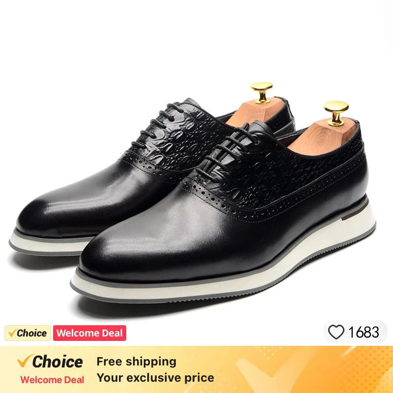 Luxury Brand Men's Leather Shoes Green/Blue Casual Dress Lace-Up Comfortable Sports Outdoor Daily Shoes