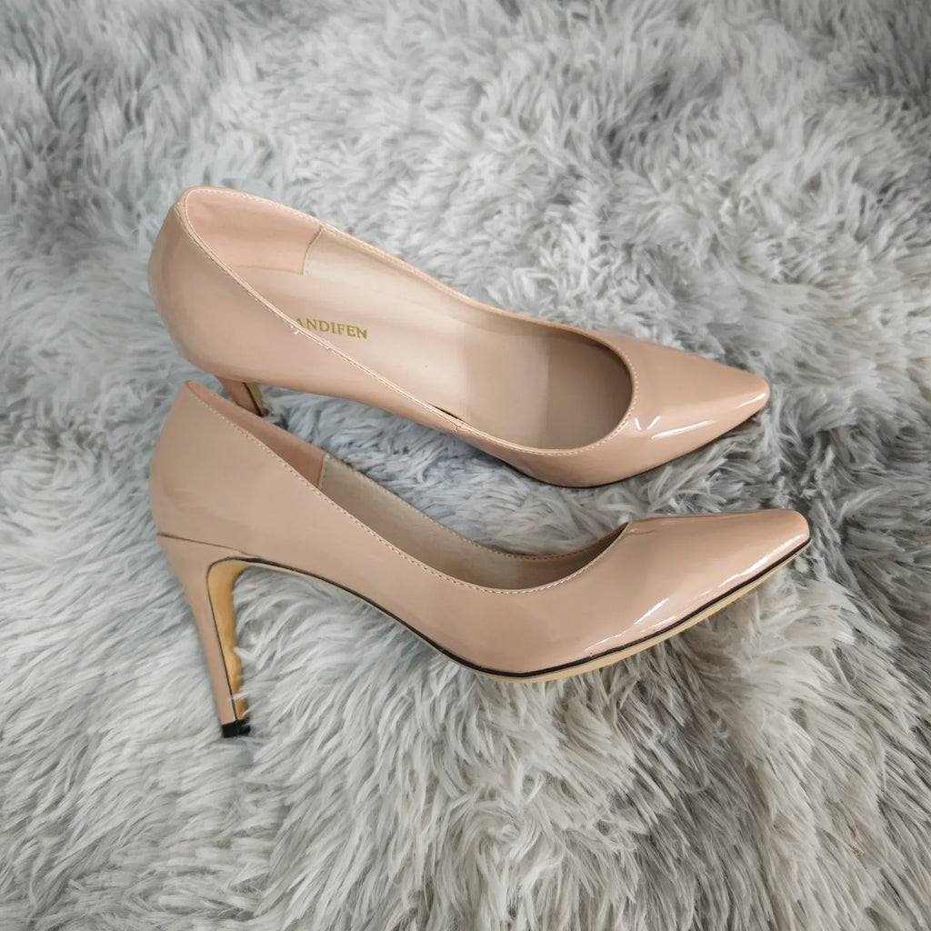Large Size Women Pumps Classic Pointed Toe High Heels Sexy 9cm Stilettos Female Elegant Comfort Ladies Red Wedding Party Shoes