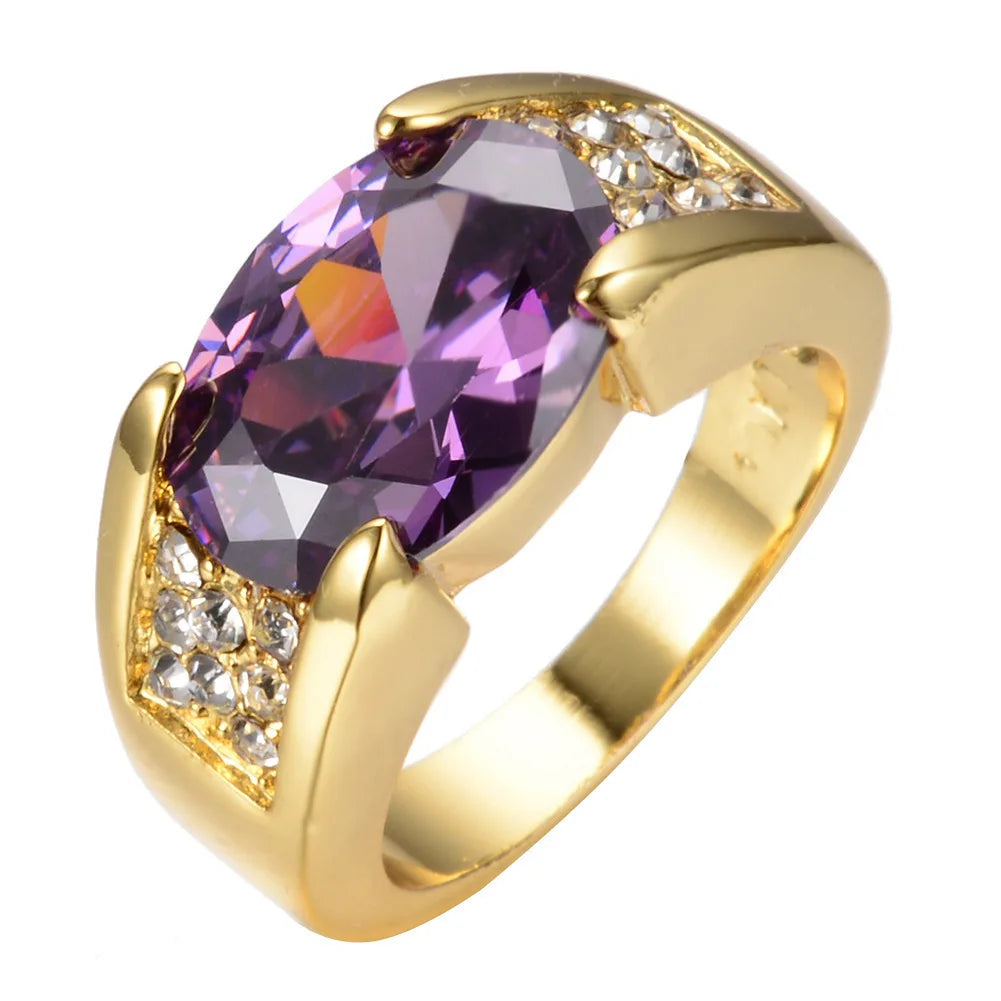 10K Gold Valuable Male Lab Emerald Ring Engagement Wedding Band Rings for Men Party Jewelry
