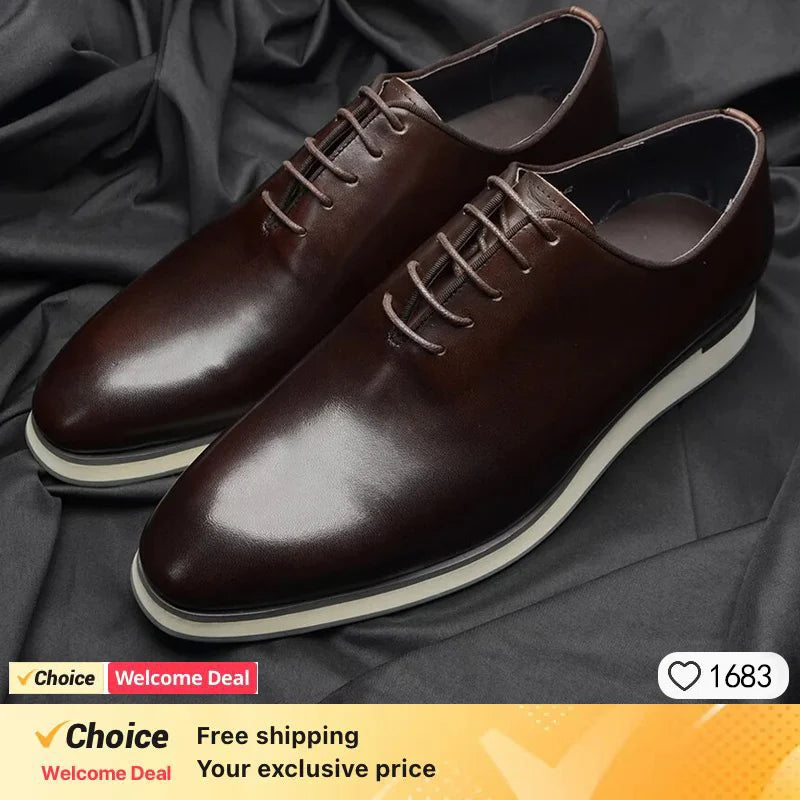 Luxury Brand Men's Leather Shoes Green/Blue Casual Dress Lace-Up Comfortable Sports Outdoor Daily Shoes