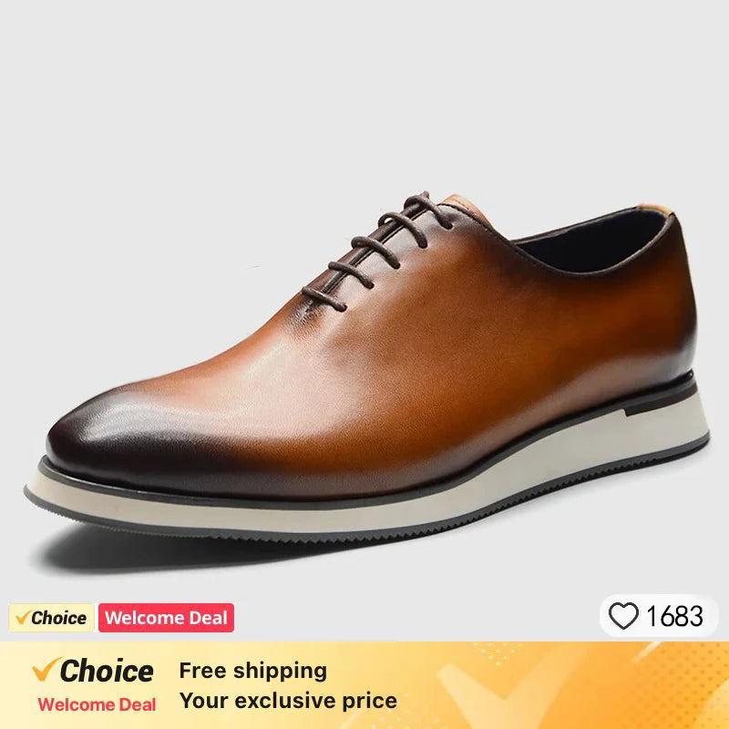 Luxury Brand Men's Leather Shoes Green/Blue Casual Dress Lace-Up Comfortable Sports Outdoor Daily Shoes