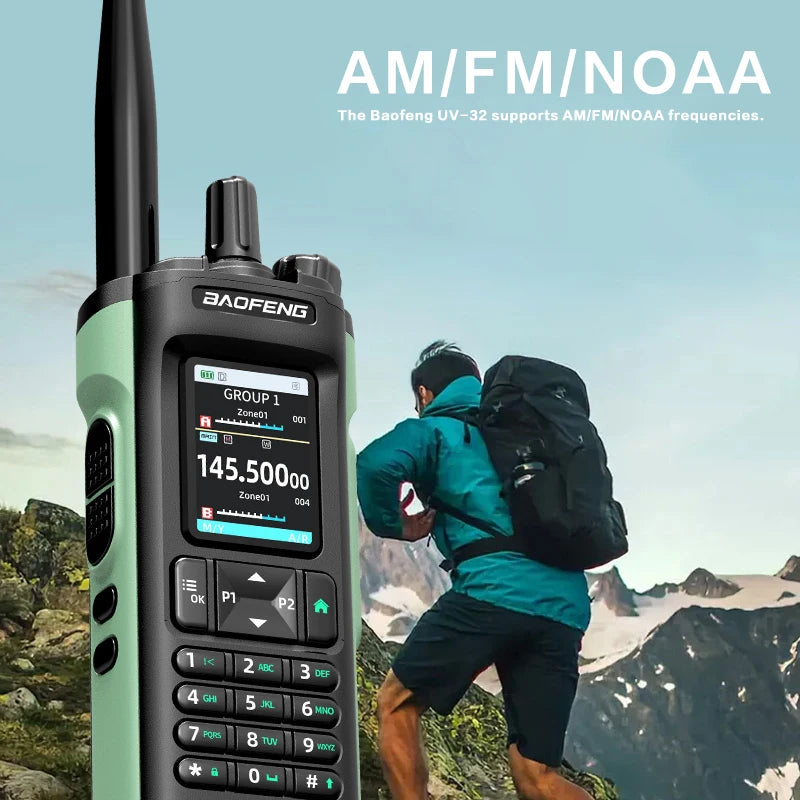 BAOFENG UV-32 GPS 10W Dual Band Ham Radio, 1000CH, Bluetooth APP Programming, 2200mAh USB-C Walkie Talkie