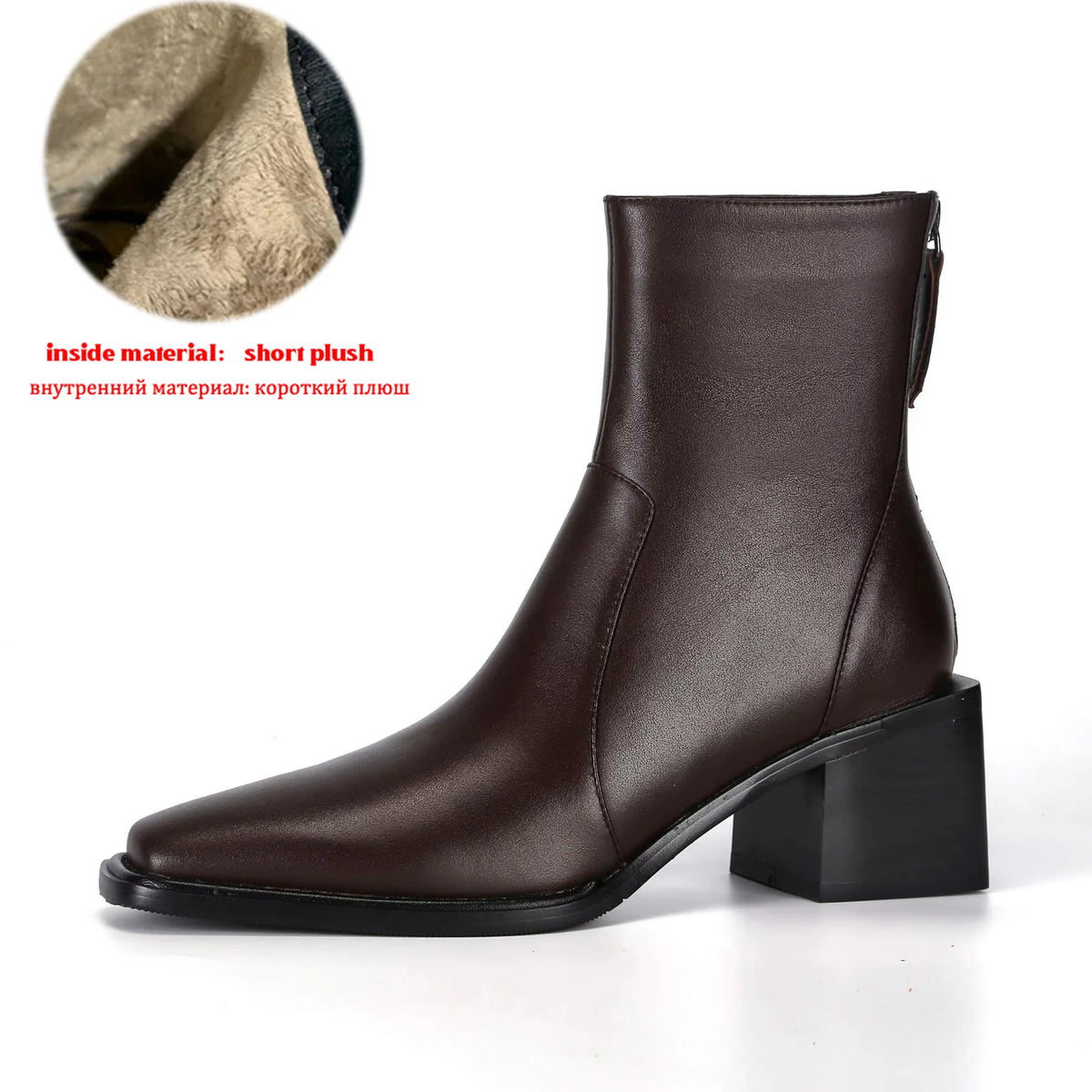 Krazing Pot Big Size 43 Cow Leather High Heels Winter Shoes Classics Chelsea Boots Square Toe Zipper Concise Dating Ankle Boots