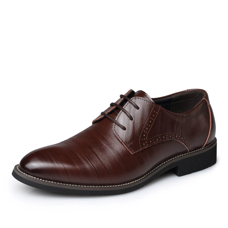 Mens Fashion Black Leather Shoes Autumn British Style Formal Business Footwear Low Top Commute Style Dress Shoes For Suits