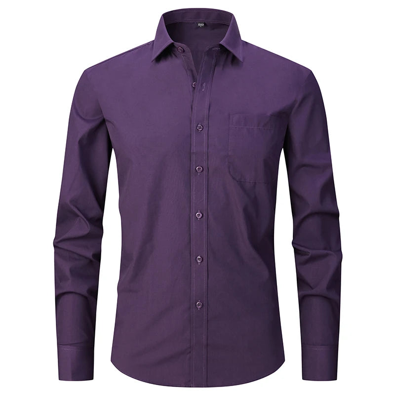 Men's French Cuff Dress Shirts Formal Business Luxury Long Sleeve Cotton for Wedding Office Executive  Sleeve Wedding Party Gift