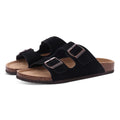 Evshine Leather Cork Footed Clogs Sandals For Women Fashion Flat Mules Slippers with Arch Support Men Double Buckle Cork Slides