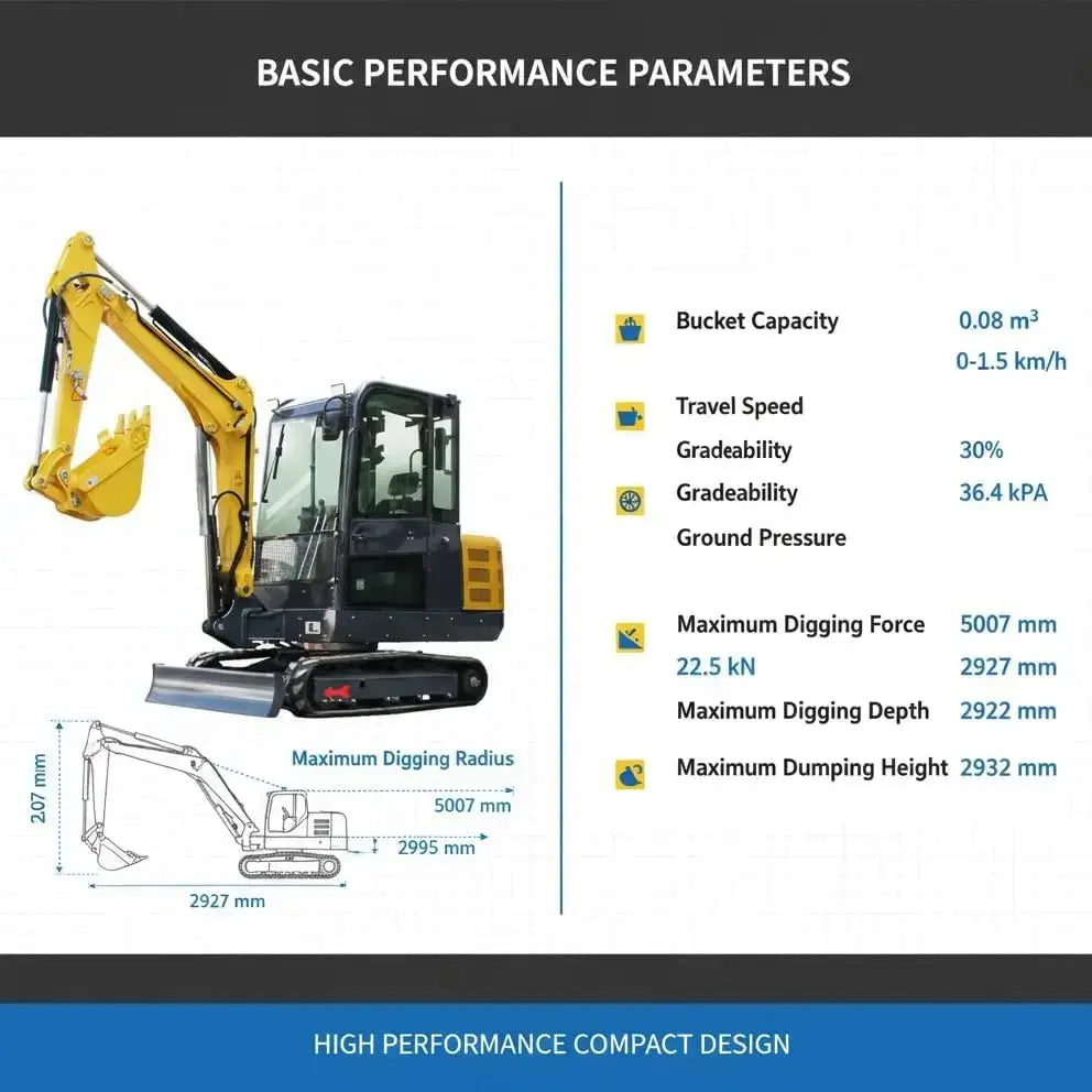 3.5 Ton Mini Excavator With Kubota Engine, Air-Conditioned Cab, Euro5 CE Small Digger Customizable Attachments Free Shipping