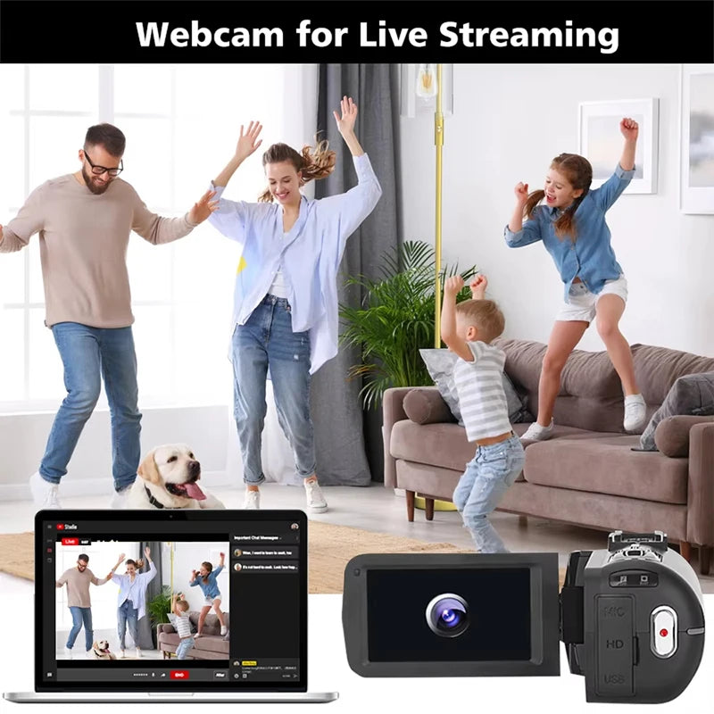 8K Video Camera for YouTube Vlogging, 18X Zoom,IR Night Vision Camcorder with Microphone,Live Streaming Webcam Camera