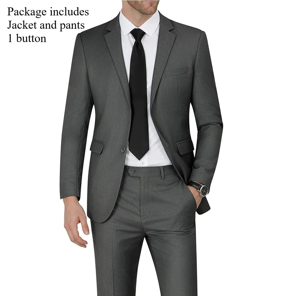 High Quality Men Suits Sets For Wedding Elegant 2 Pieces Jackets Pants Stretch Blazers Tailored Formal Full 2025 Costume