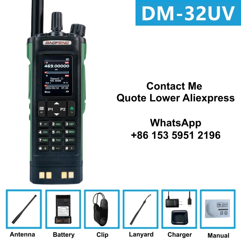 Tactical Hunting Baofeng Dm-32Uv Dual Band Dmr Digital Walkie Talkie 10W High Power Gps Aprs Aes256 Encryption Long Range Radio