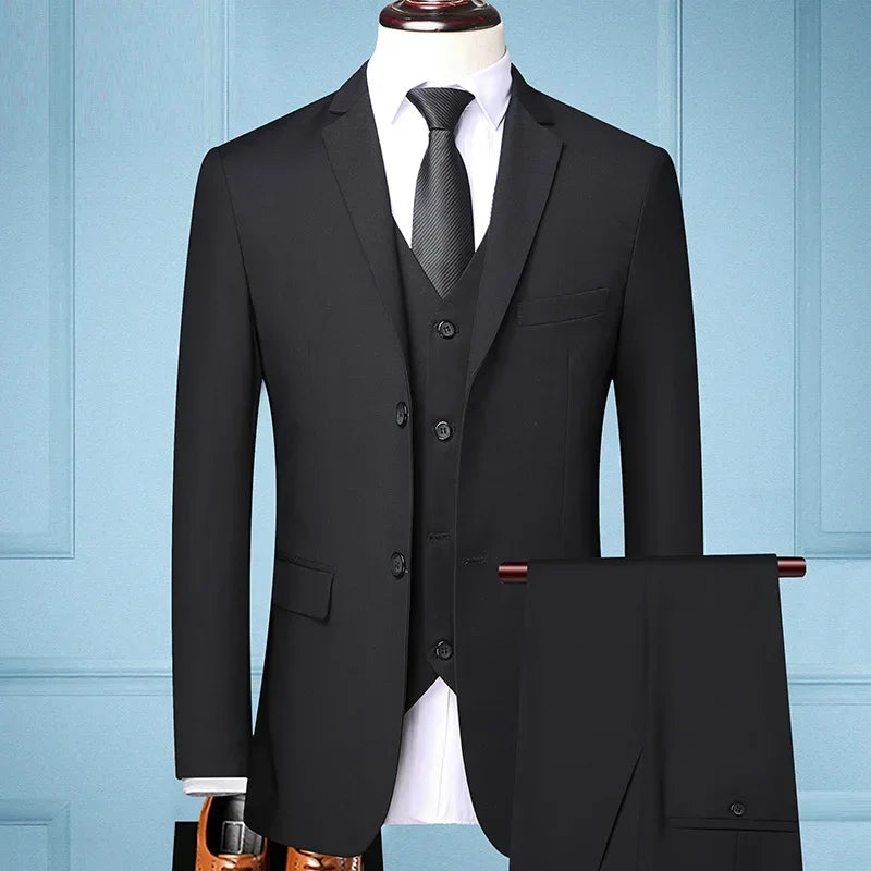 The New Store Offers Discounted Prices  Casual Formal Business Men's Fashionable Gentleman Solid Color All-season Fitted Suit