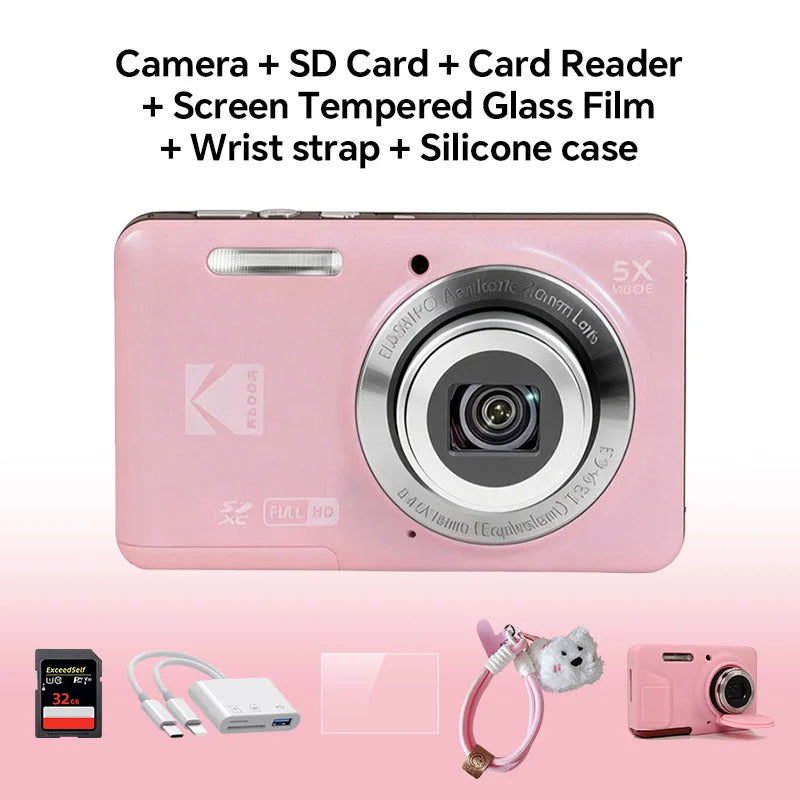 KODAK PIXPRO FZ55 16MP Digital Camera 5X Optical Zoom 28mm Wide Angle 1080P Full HD Video 2.7" LCD Vlogging Camera